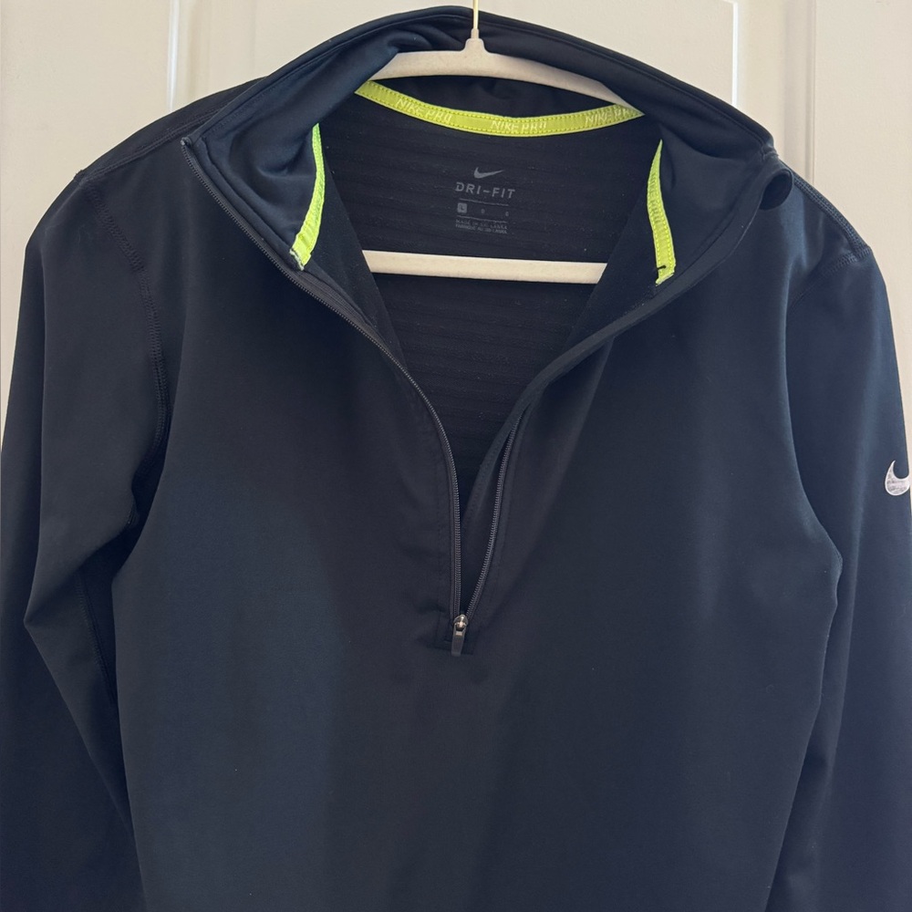 Nike Pro Dri-Fit Half Zip Pullover Women Lg Black Running Activewear Performance